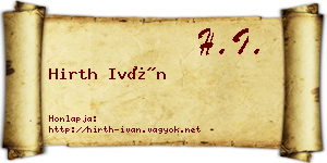 Hirth Iván névjegykártya